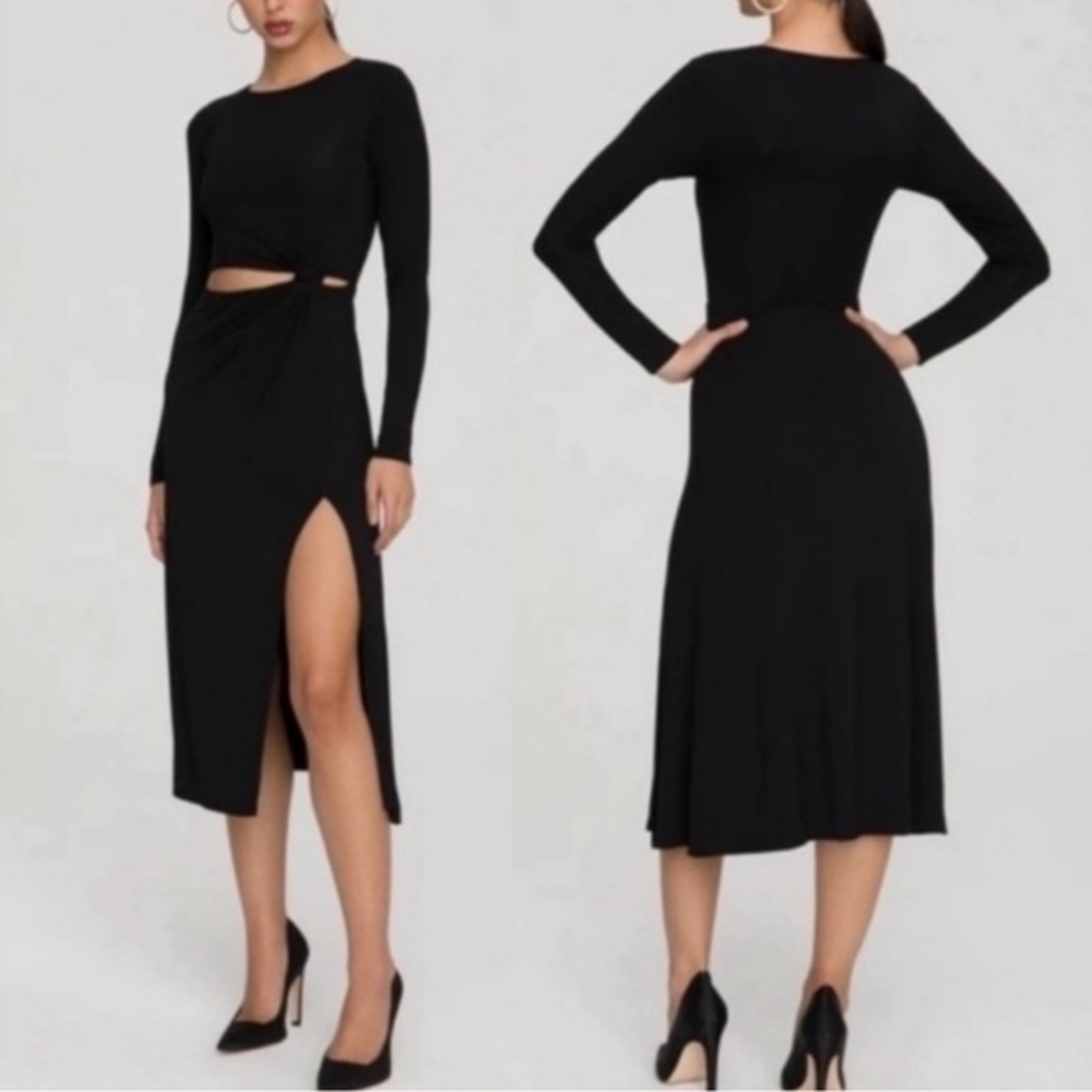 Good American Black Cutout Midi Dress Size 1 / Small